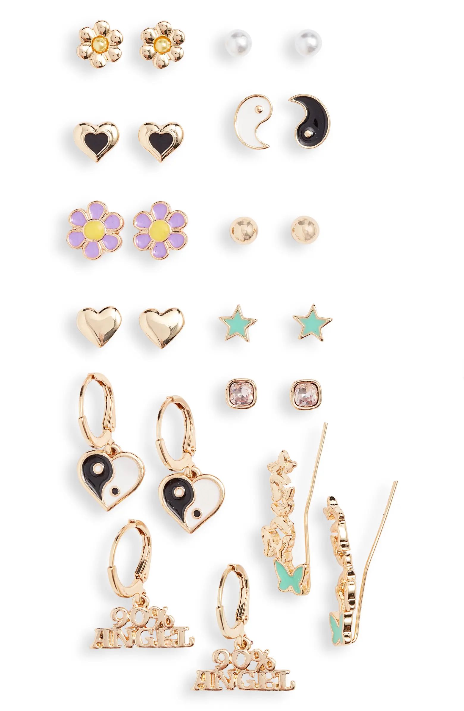 BP Flower Ying Yang Earring Set - Pack of 12 | Nordstrom