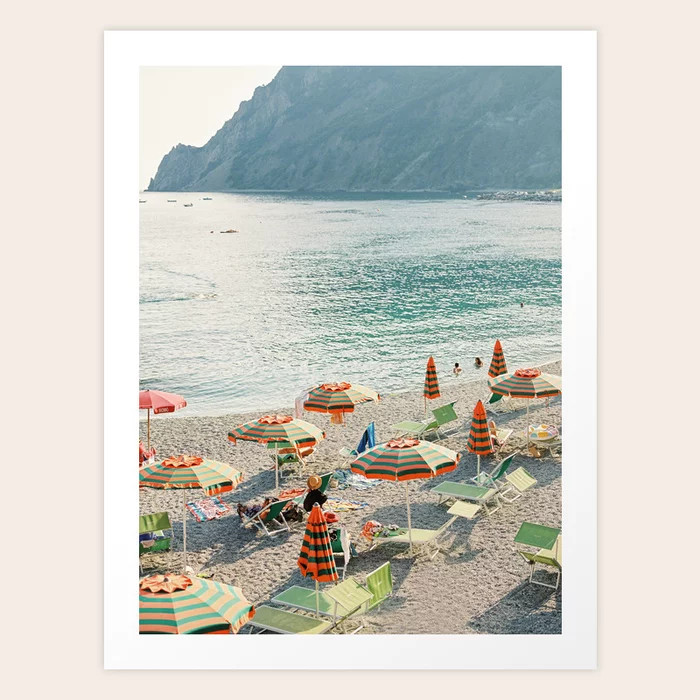Monterosso al Mare, Cinque Terre | Beach with umbrellas | Travel Photography Print Art Print | Society6