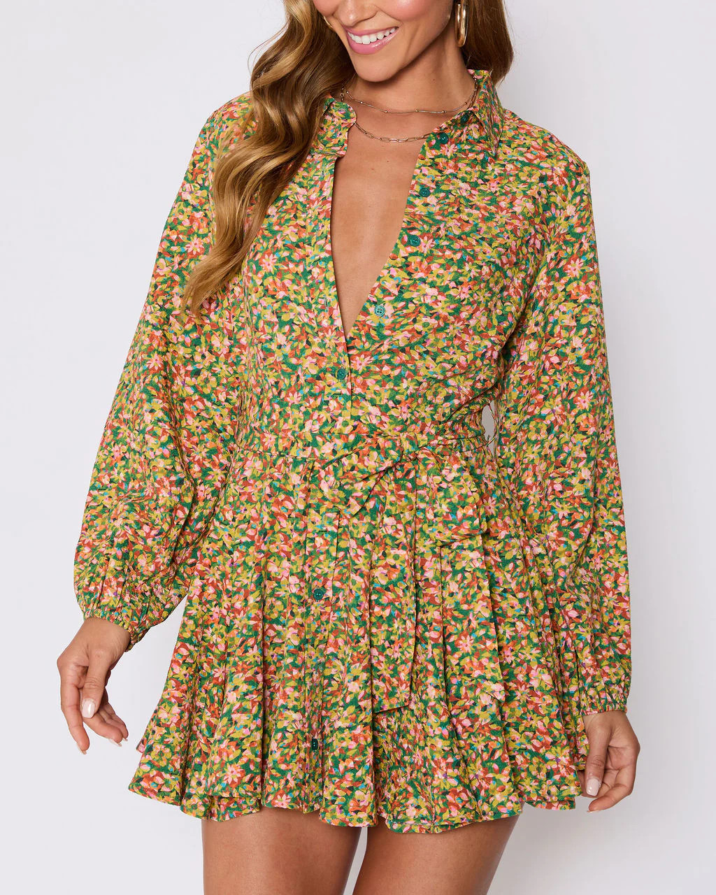 Fiona Floral Button Down Mini Dress | VICI