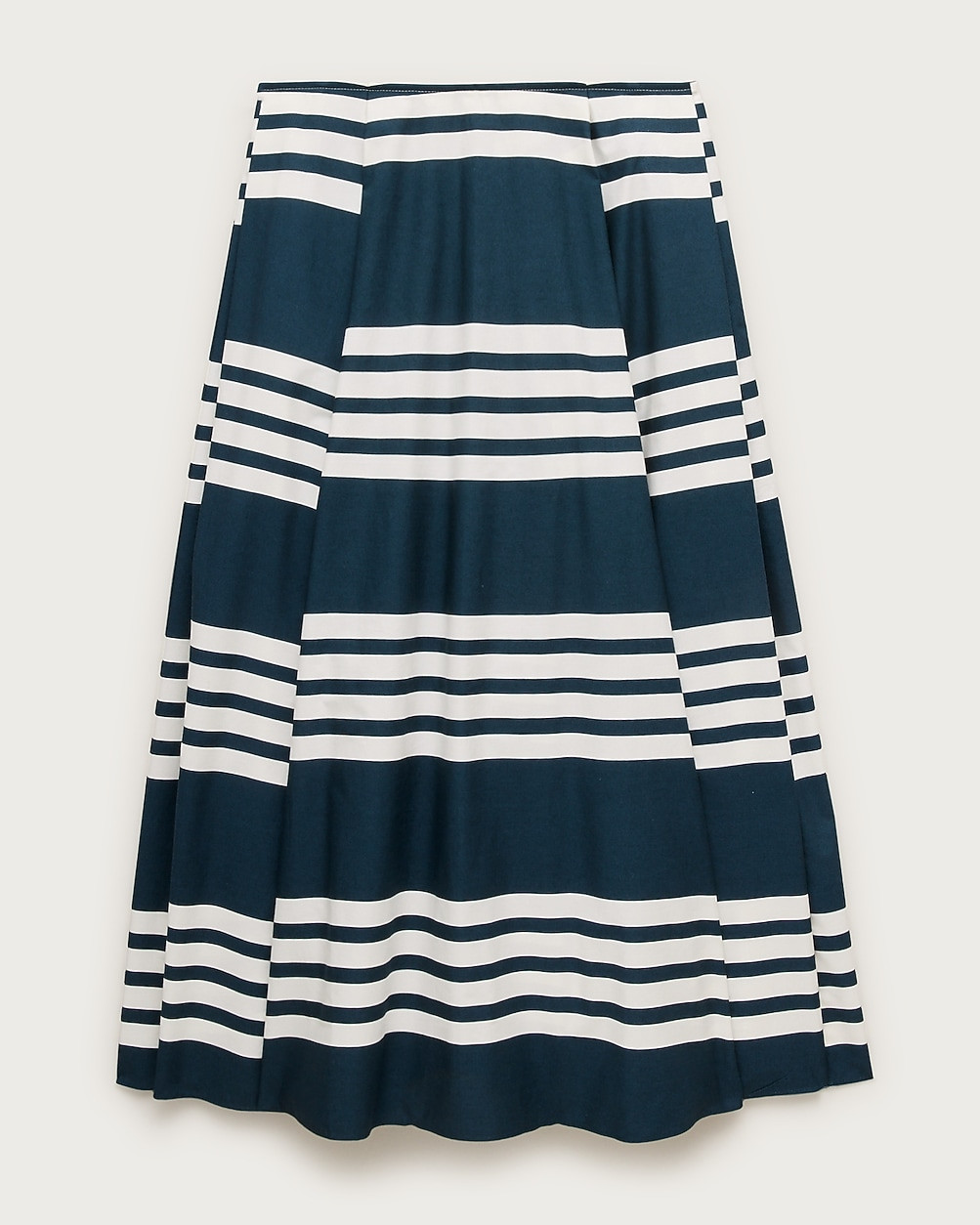 Side-pleat midi skirt in sailor-stripe cotton poplin | J. Crew US