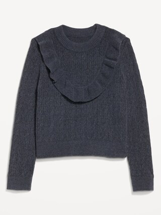 Wool-Blend Cropped Ruffle Sweater | Old Navy (US)