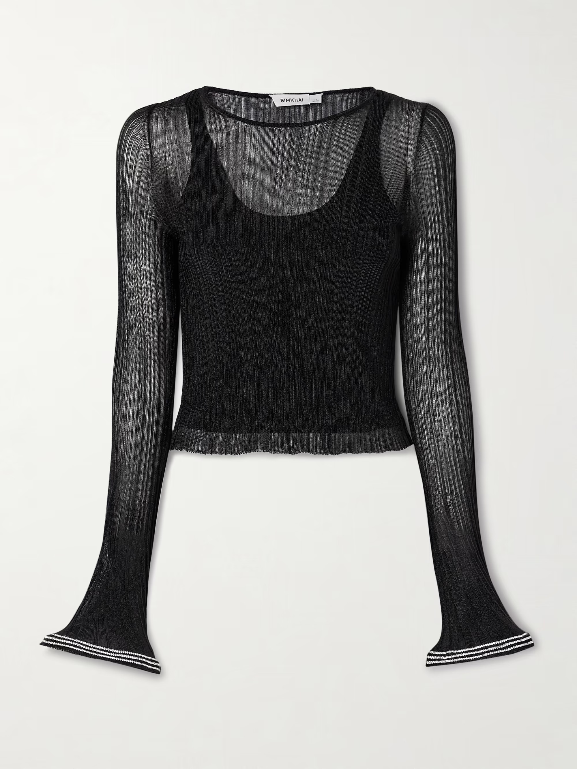 Maebry crystal-embellished metallic ribbed-knit top | NET-A-PORTER (US)