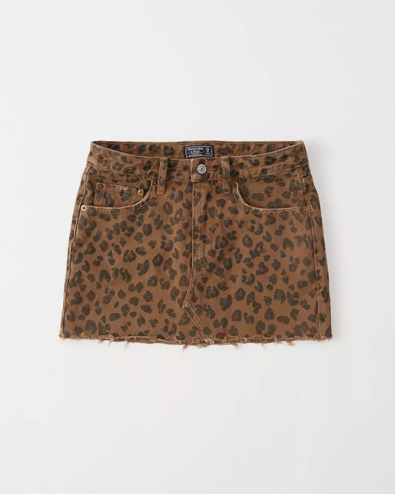 Womens Leopard Print Denim Micro Mini Skirt | Womens Clearance | Abercrombie.com | Abercrombie & Fitch US & UK