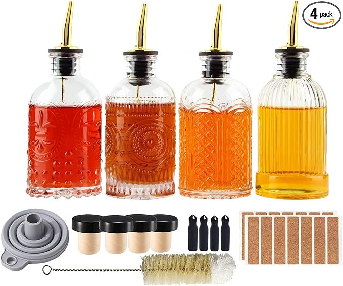 Shining Craft Coffee Syrup Dispenser Bottles Set 4 Packs 7 OZ Simple Small Syrup Bottles Set with... | Amazon (US)