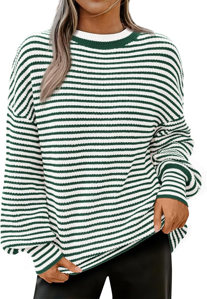PRETTYGARDEN Women's Sweaters 2024 Puffy Long Sleeve Crewneck Soft Loose Pullover Tops Chunky Kni... | Amazon (US)