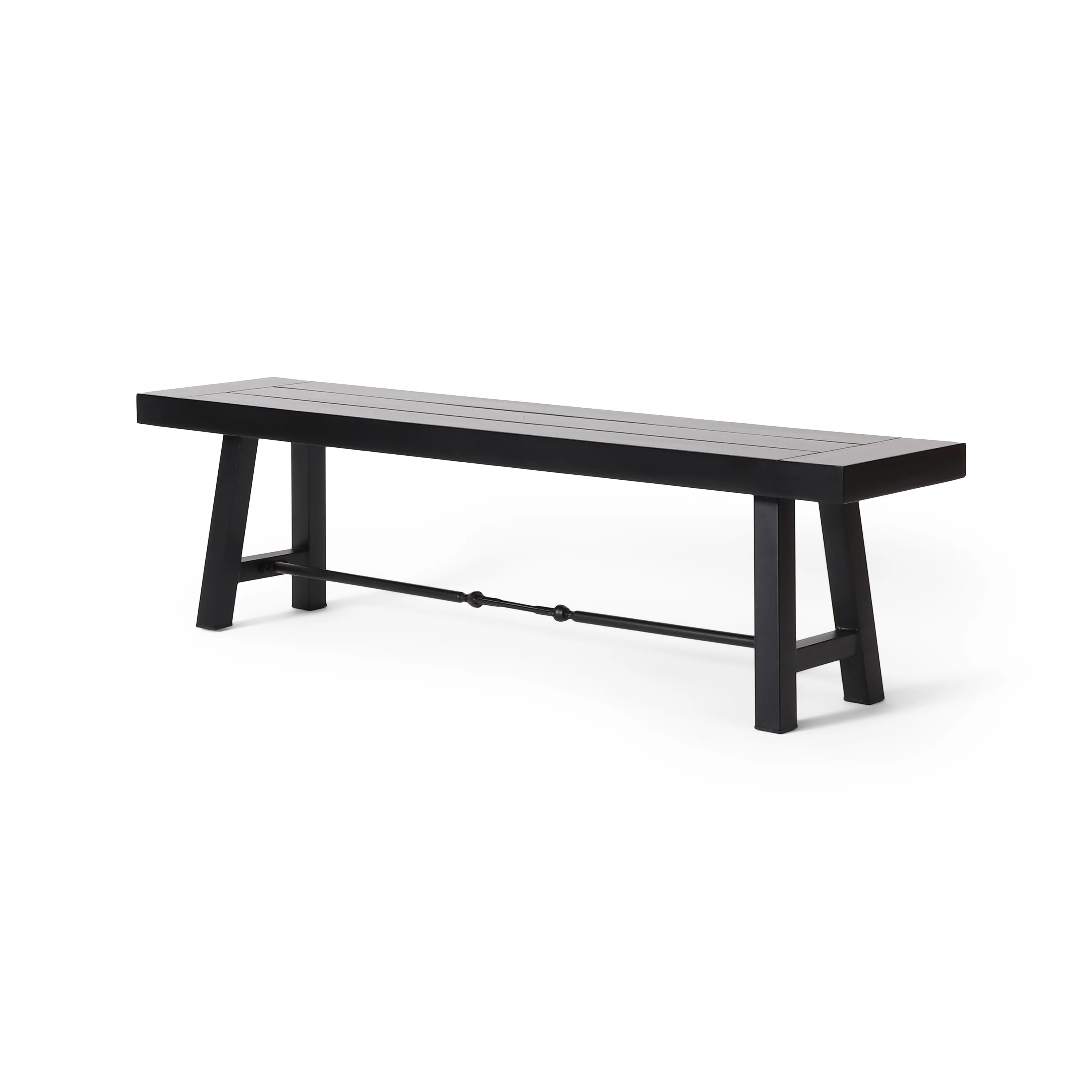 GDF Studio Rosario Outdoor Acacia Wood Bench, Black - Walmart.com | Walmart (US)