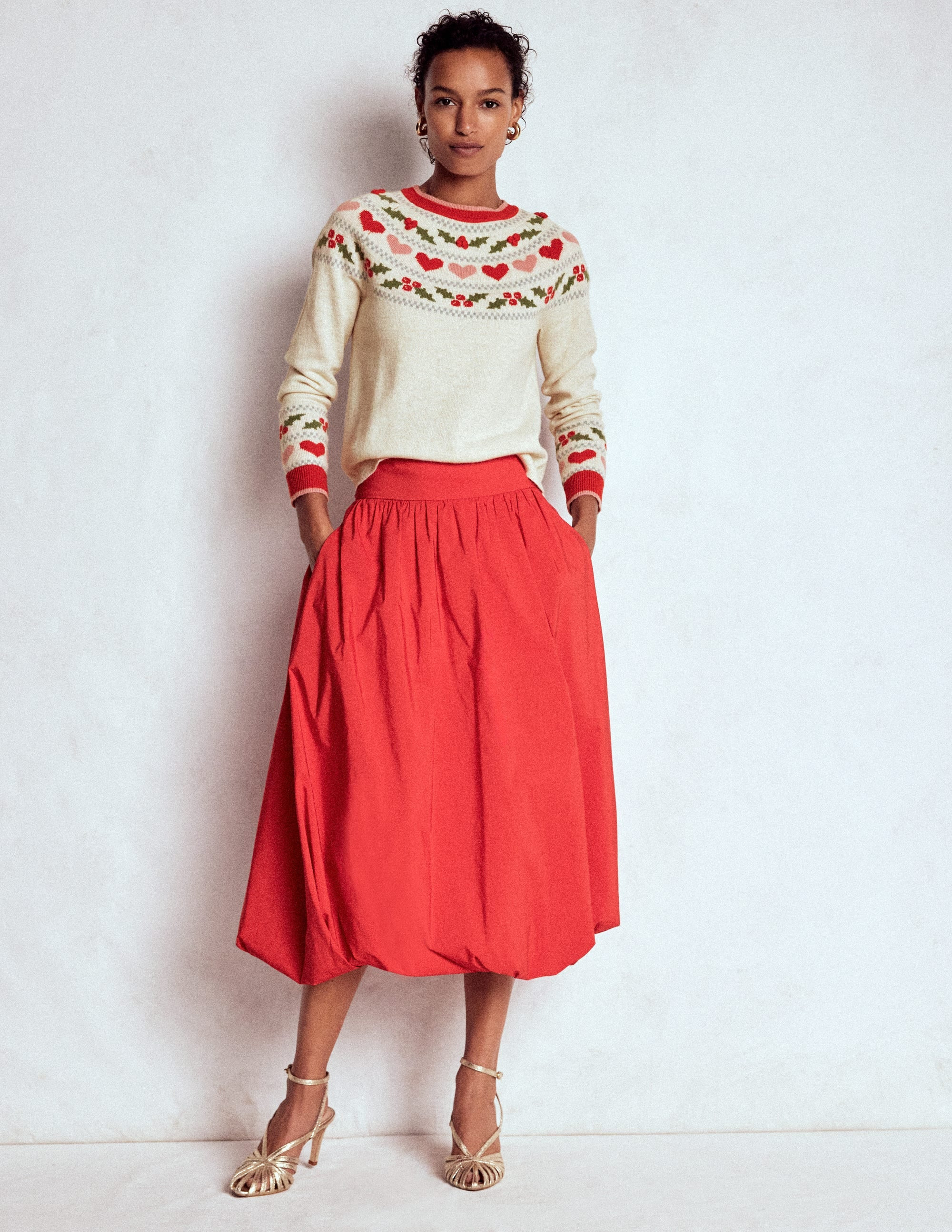 Edie Fair Isle Jumper-Oatmeal Melange, Holly | Boden UK