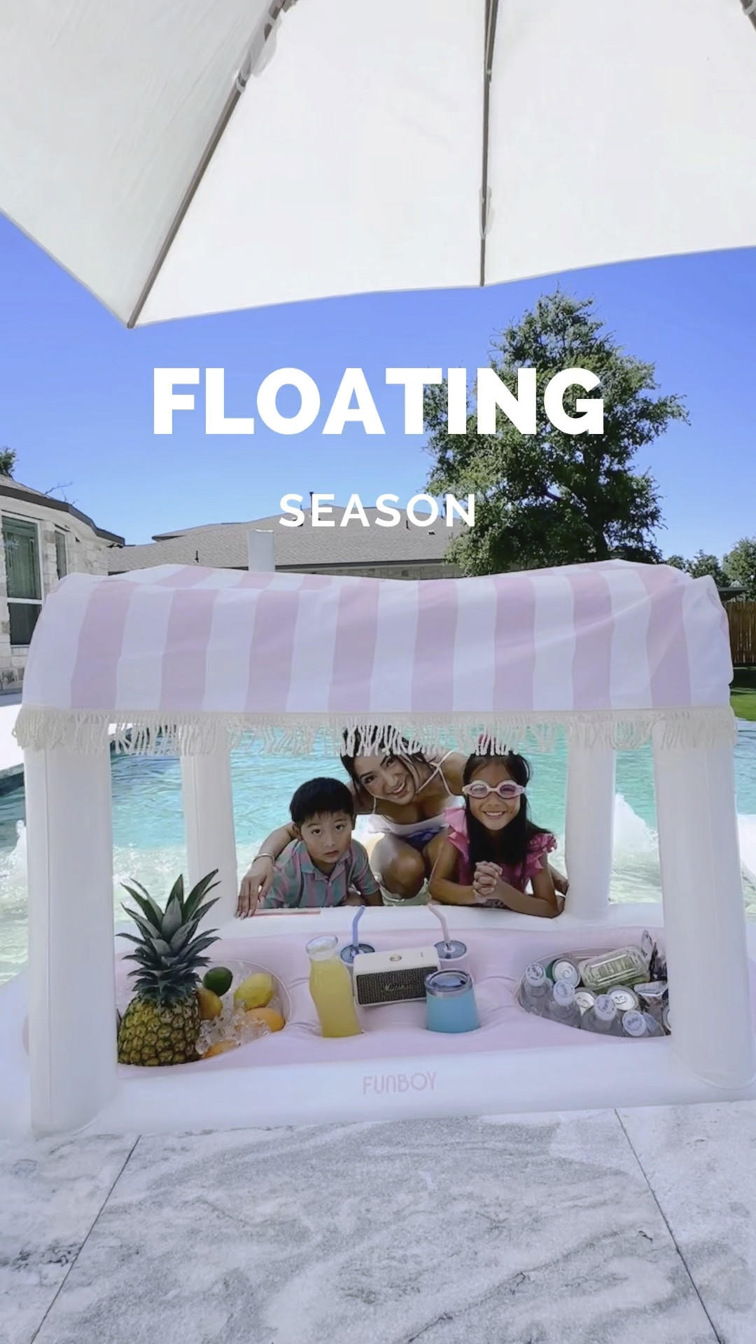 Floating Cabana 🩷💦 I’m obsessed with these cute little floating cabana, kids cups, and the portable speakers—perfect addition to any pool. Sipping cold drinks,  enjoying music, and fruits🍹 while being in the pool watching the kids swimming is what all the fun moms need! Wanna get other colors or the blue one for July 4th? 🤩💙 

#LTKSeasonal #LTKSummerSales #LTKSwim