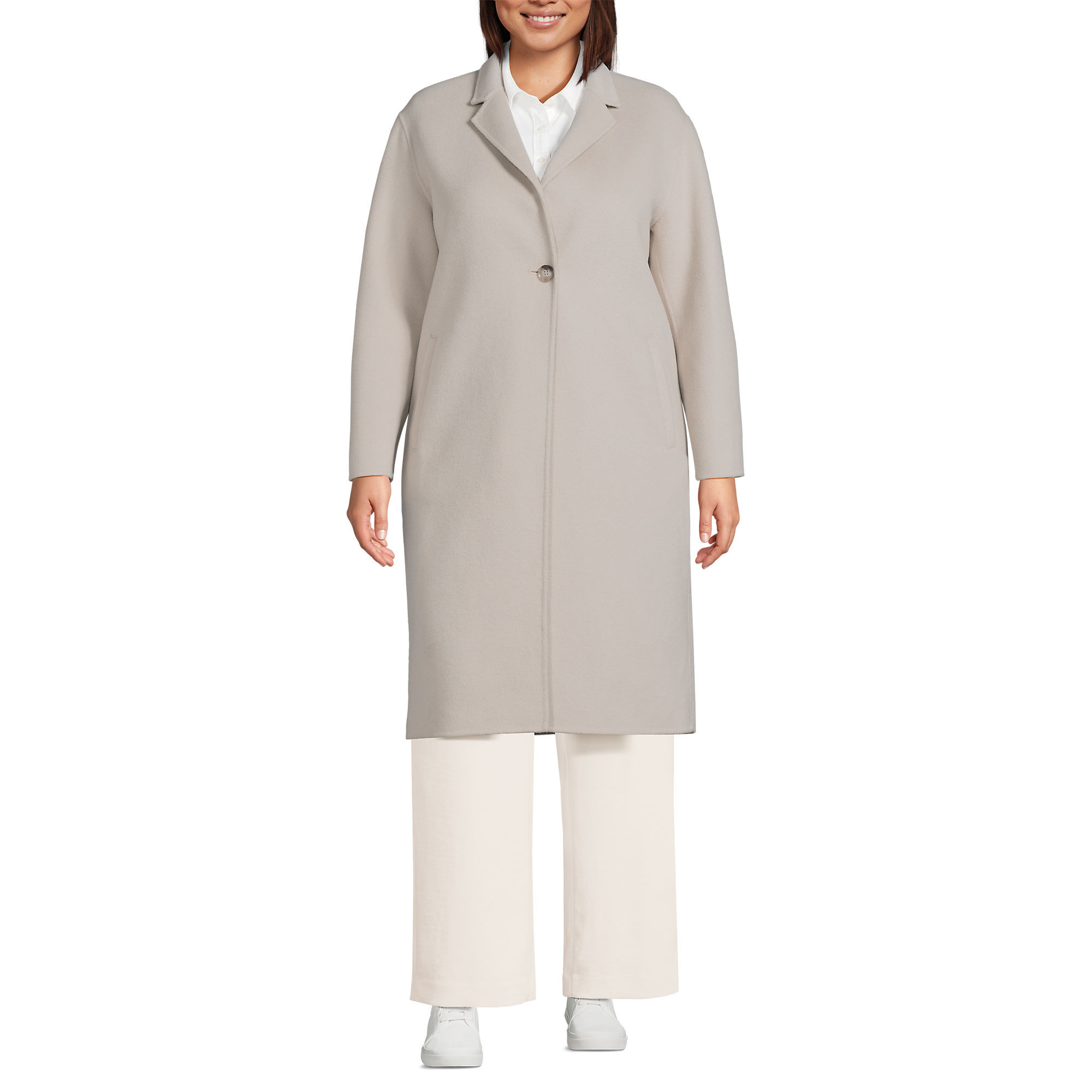 Women's Plus Size Wool Blend Top Coat | Lands' End (US)