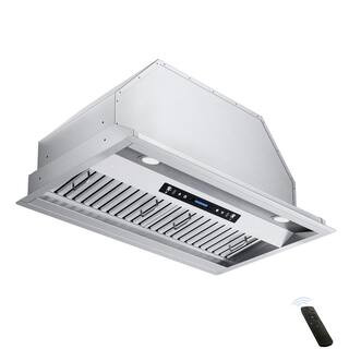 iKTCH 42 in. 900CFM Ducted Insert Range Hood in Stainless Steel with LED Light 4 Speed Gesture Se... | The Home Depot