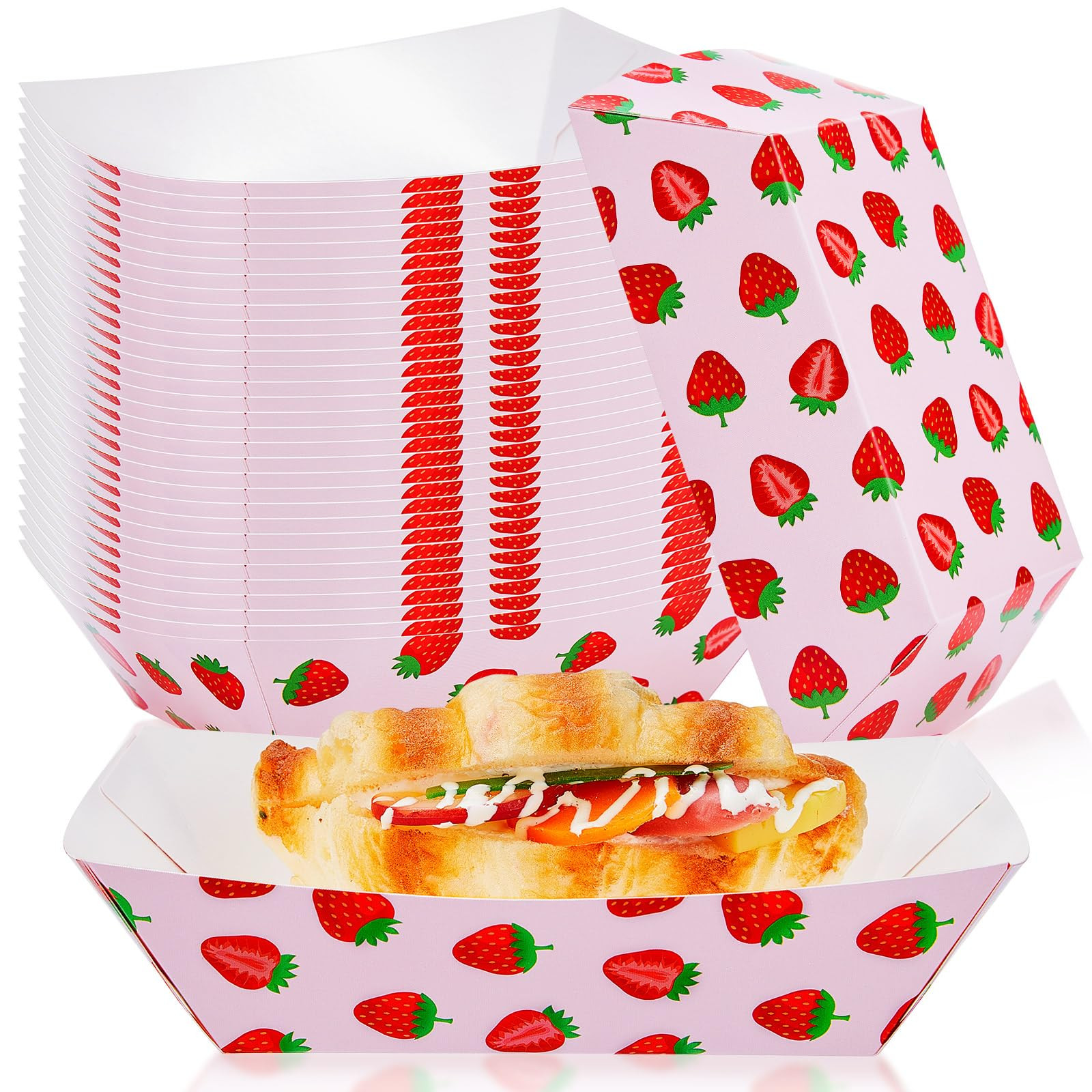 50 Pcs Strawberry Paper Plates Disposable Waterproof Food Bowl Tray 1 lb Berry Plates Bulk for St... | Amazon (US)