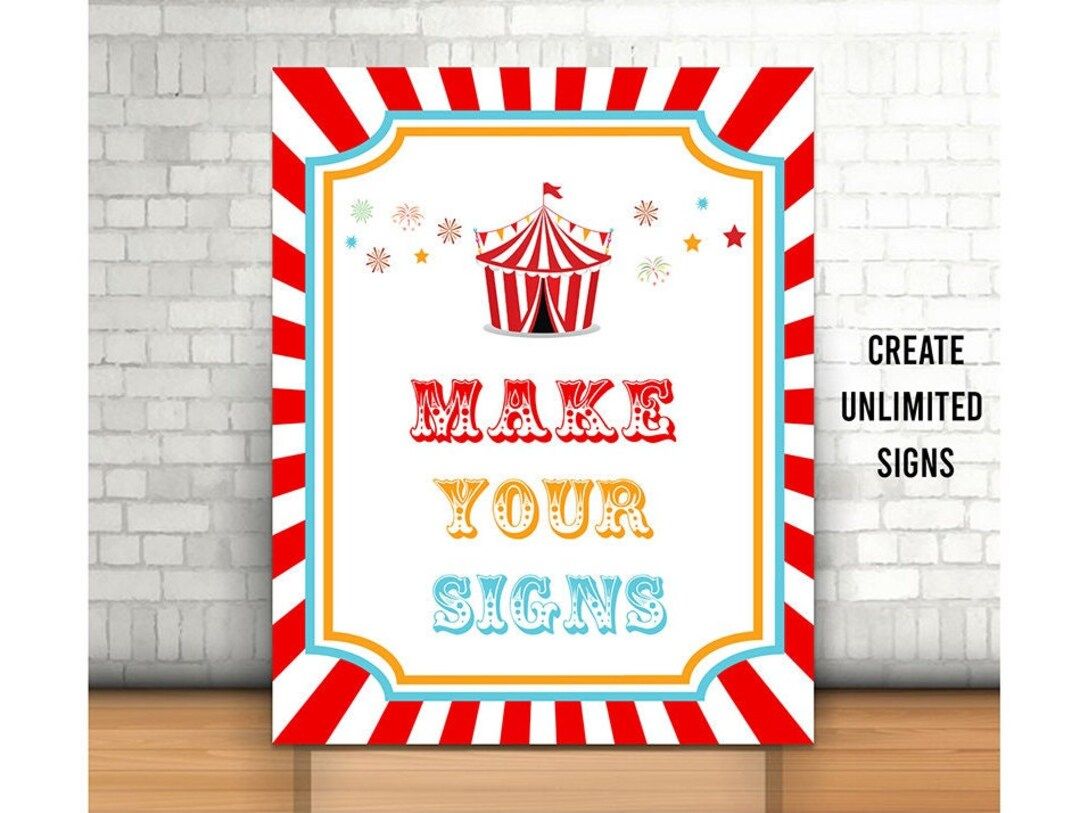 Editable Carnival Party Sign, Printable, Circus Tent Sign, Circus Birthday Decoration, Instant Ca... | Etsy (US)