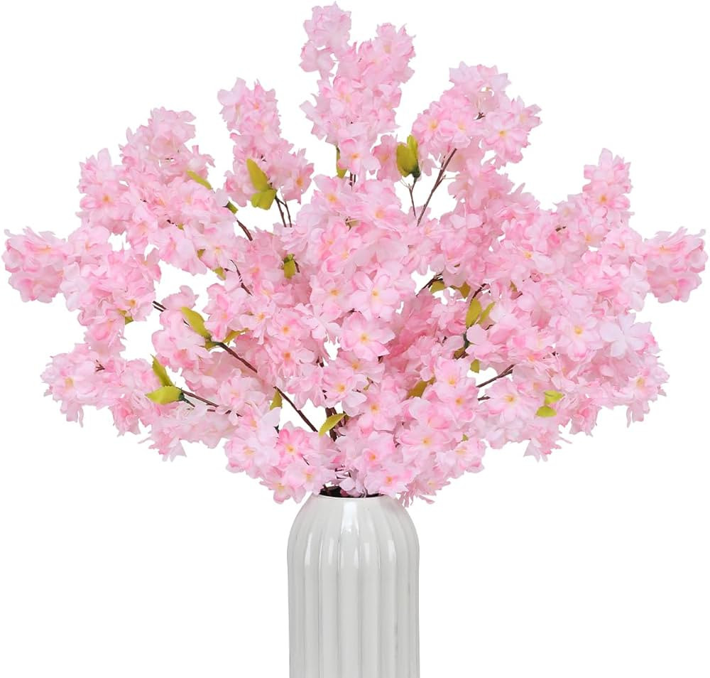 Tifuly 4Pcs Artificial Cherry Blossom Branches,42.52” Long Stems Fake Silk Flowers Bouquet Faux... | Amazon (US)