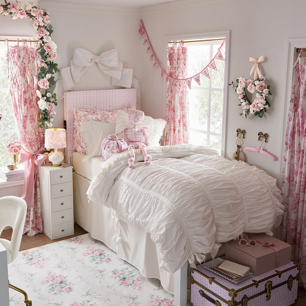 LoveShackFancy Vaulted Twin XL Bows Bedskirt | Pottery Barn Teen
