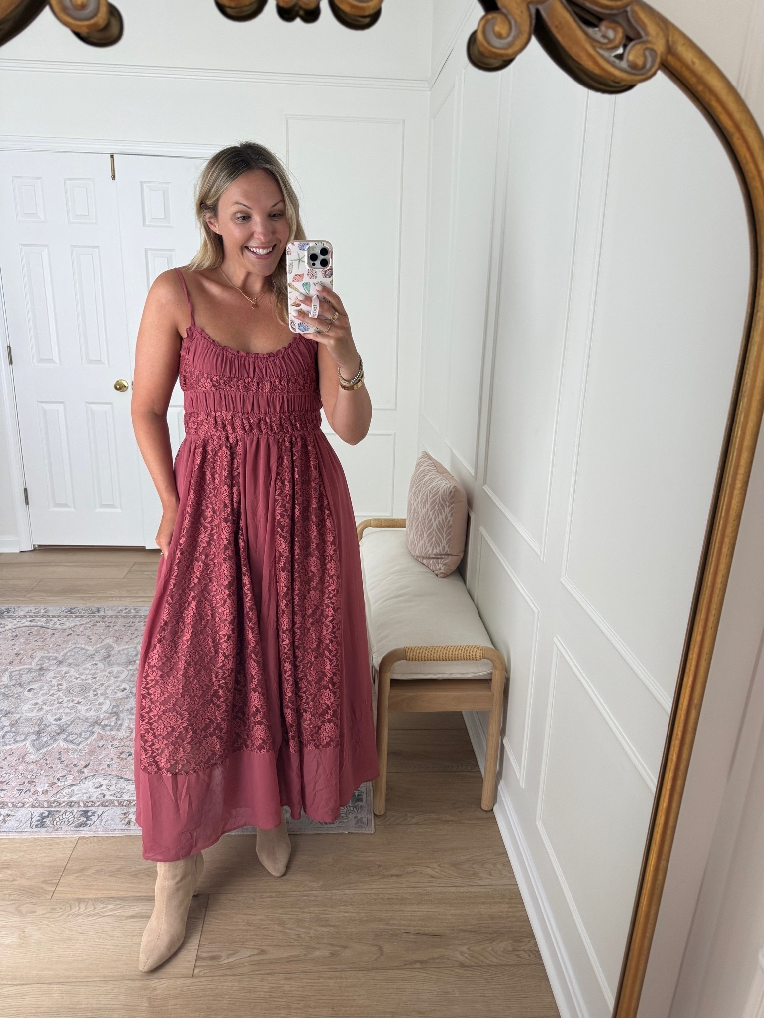 Love the details of this maxi dress! Wearing a med and comes in other colors

#LTKSeasonal #LTKMidsize