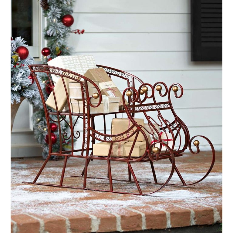 Plow & Hearth Red Metal Holiday Sleigh - Walmart.com | Walmart (US)