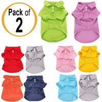 Pack Of 2 Colors Dog Polo Shirt T-Shirt Puppy Cat Solid Clothes Apparel For Small Pet Xs - M | Etsy (US)