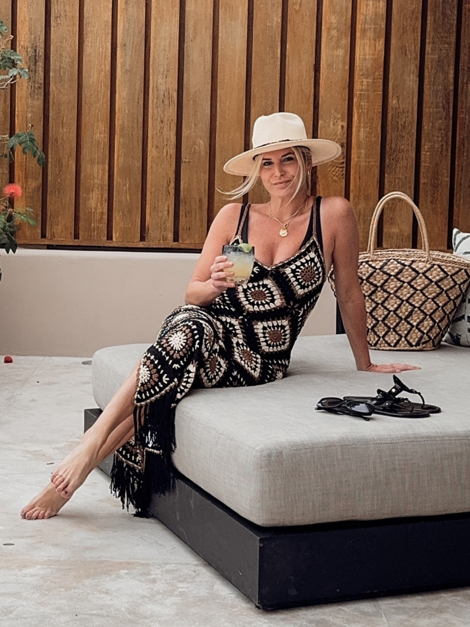 Crochet, cocktails & not a care in the world 🍹🖤 this cover-up is the only thing on my vacation packing list 🌴 

 #LTKootd #LTKSwim #LTKTravel