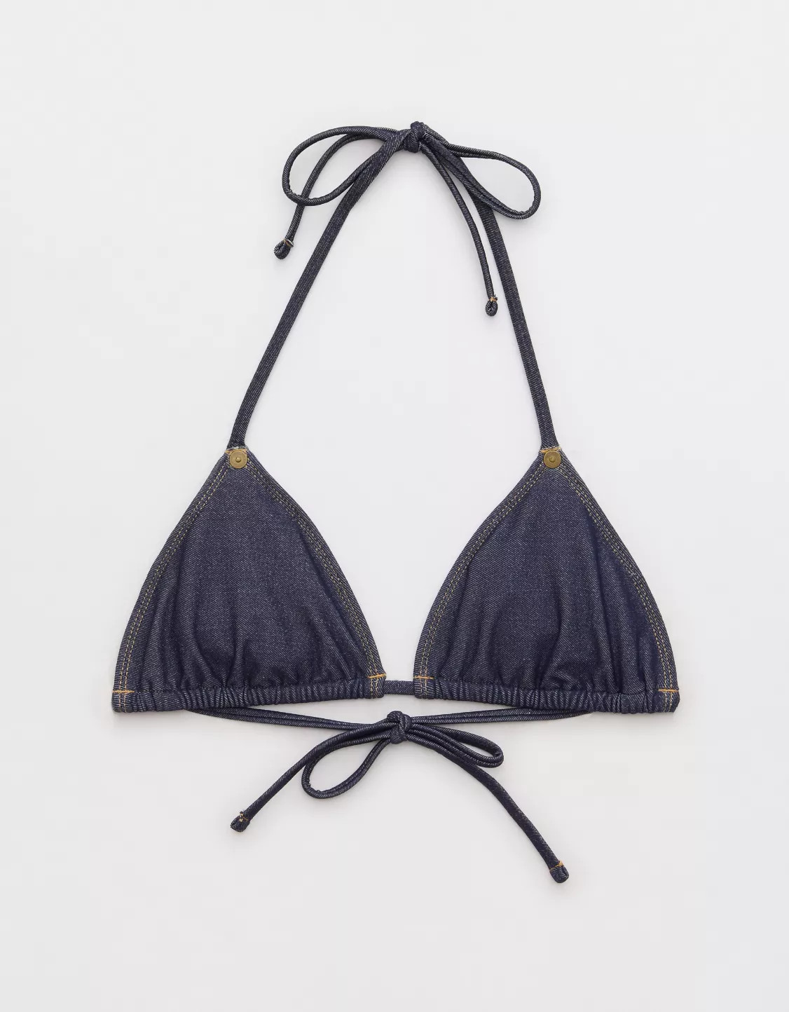 Aerie Denim String Triangle Bikini Top | Aerie