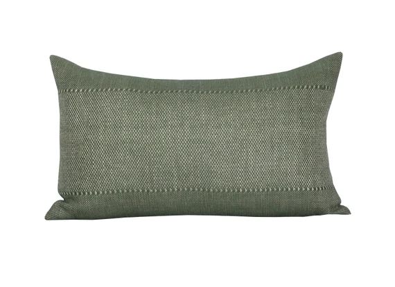 Pillow Cover Carmel Eucalyptus Lumbar Woven Stripe Spark | Etsy | Etsy (US)