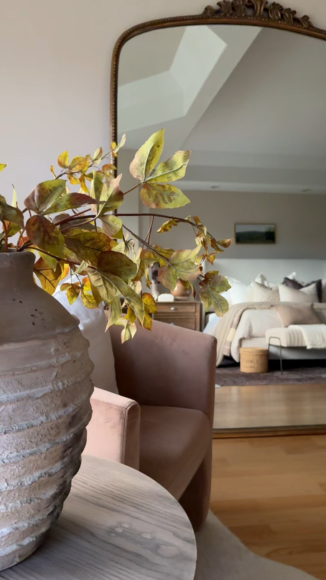 These stems are pricey but they are so beautiful! The leaves look so realistic too! I have two stems in this large vessel.

#fallhome #falldecor #fallstems #falldecorating #potterybarn #sittingroom #bedroom #floormirror #bed #wayfair #afloral #flowers 

#LTKSeasonal #LTKHome #LTKFindsUnder100