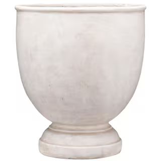 16 in. Wilton Large White Stone  Resin Urn Planter (16 in. W x 18 in. L) With Drainage Hole | The Home Depot