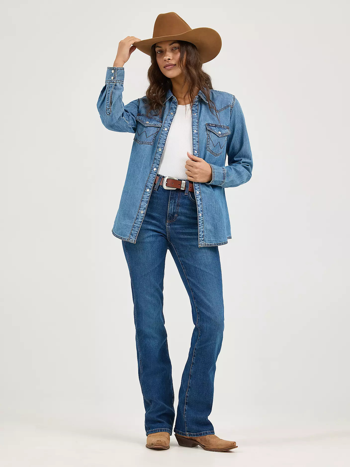 Women's Wrangler Classic Western Snap Denim Shirt | Wrangler