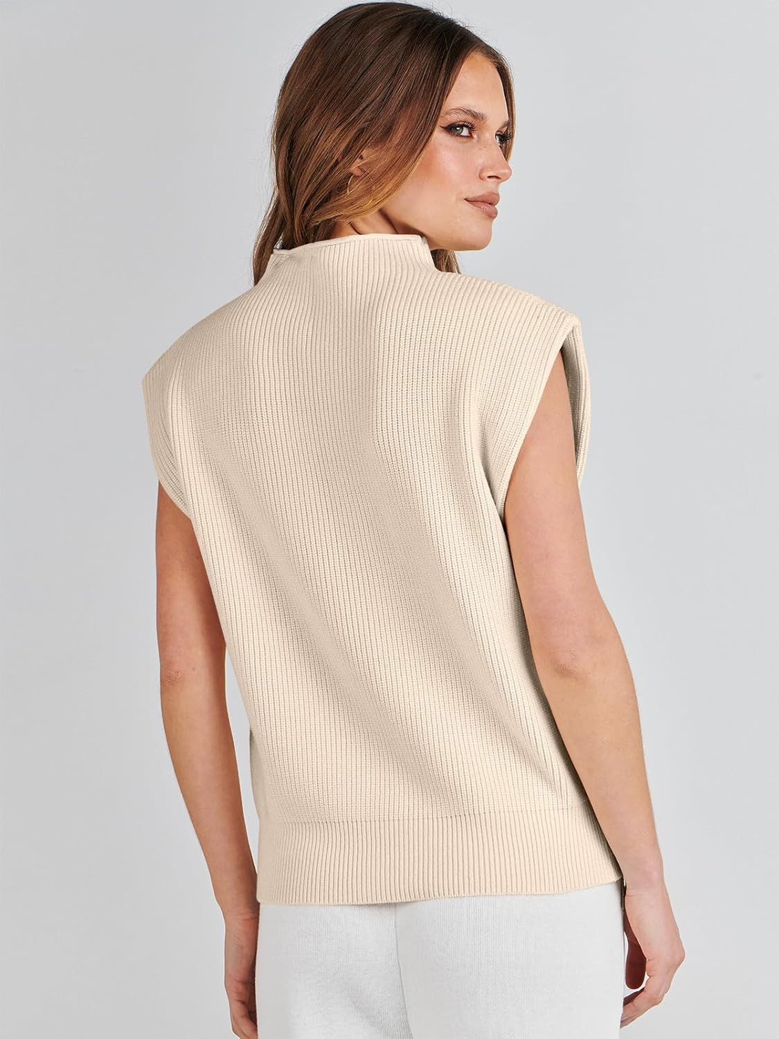 Caracilia Women's Sleeveless Sweater Vest Casual Mock Neck Cap Sleeve Knit Pullover Tank Tops 202... | Amazon (US)