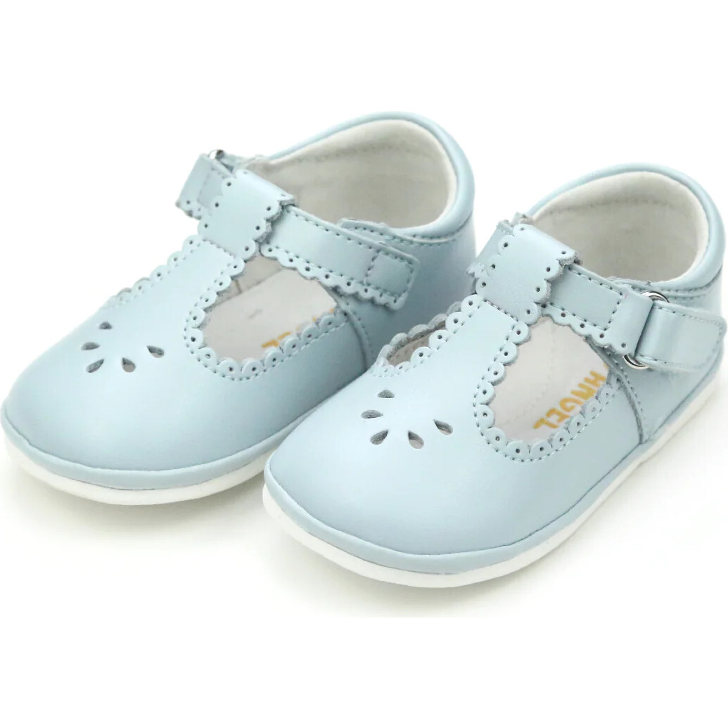 Dottie Scalloped T-Strap Mary Jane, Light Blue | Maisonette