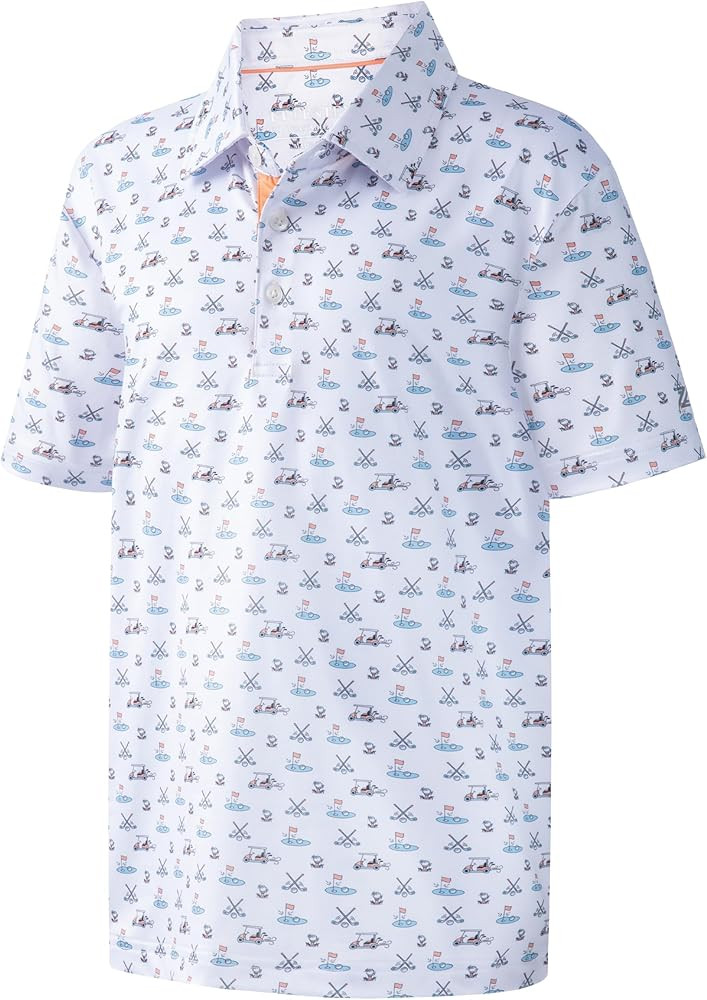 Boys Polo Shirt Short Sleeve Performance Dry Fit Stretch Funny Print Active Casual Collared Golf ... | Amazon (US)