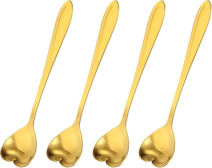 uxcell 4Pcs Stainless Steel Flower Spoons 5 Inch Heart Shape Coffee Spoon Small Teaspoon Dessert ... | Amazon (US)