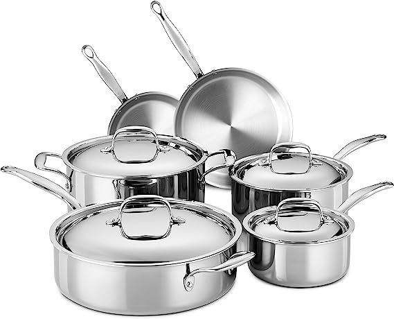 Legend 3 Ply 10 pc Stainless Steel Pots & Pans Set | Professional Quality Tri Ply Cookware Clad f... | Amazon (US)