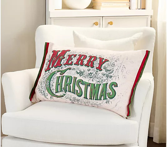 Cozy Cottage by Liz Marie Merry Christmas Pillow | QVC