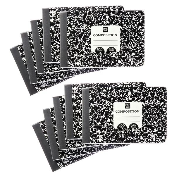 Pen + Gear 10 Pack Half Composition Book, Wide Ruled, 7.5 in x 4.875 in | Walmart (US)