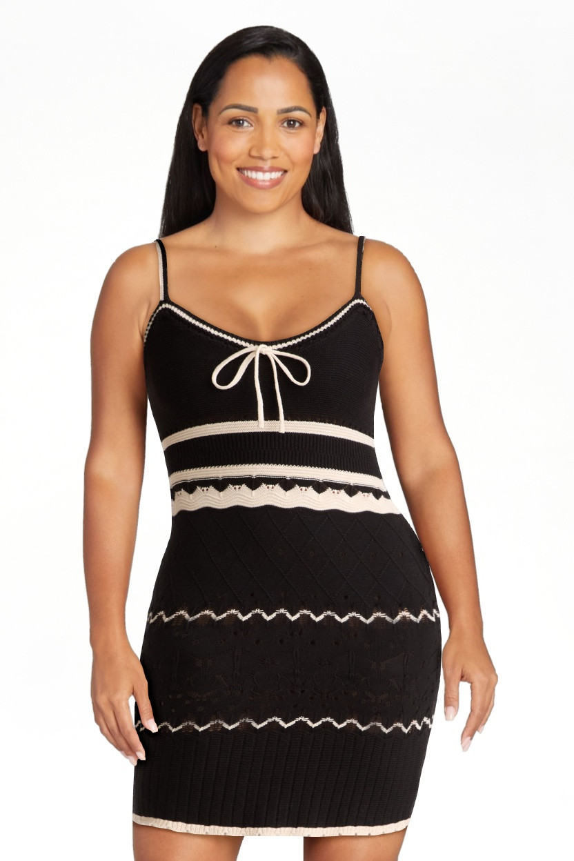 Madden NYC Women's Pointelle Knit Stripe Mini Dress, Sizes XXS-XXL | Walmart (US)