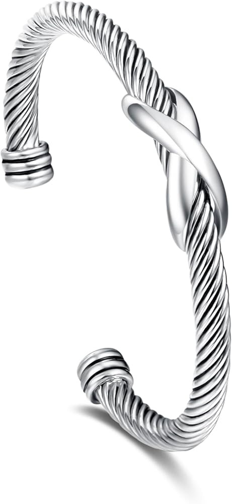 UNY Jewel Bracelet Designer Brand Inspired Women Jewelry 4.5mm Thin Twisted Cable Wire Bangle Gem... | Amazon (US)