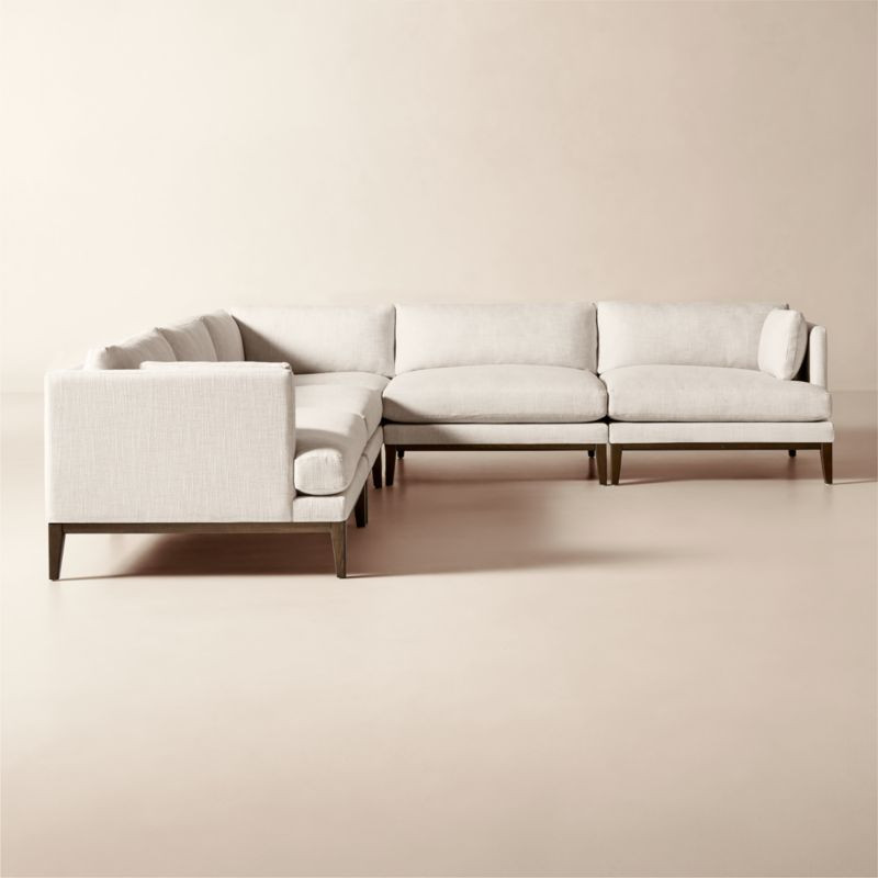 Mona 5-Piece L-Shaped Off-White Performance Linen Sectional Sofa + Reviews | CB2 | CB2