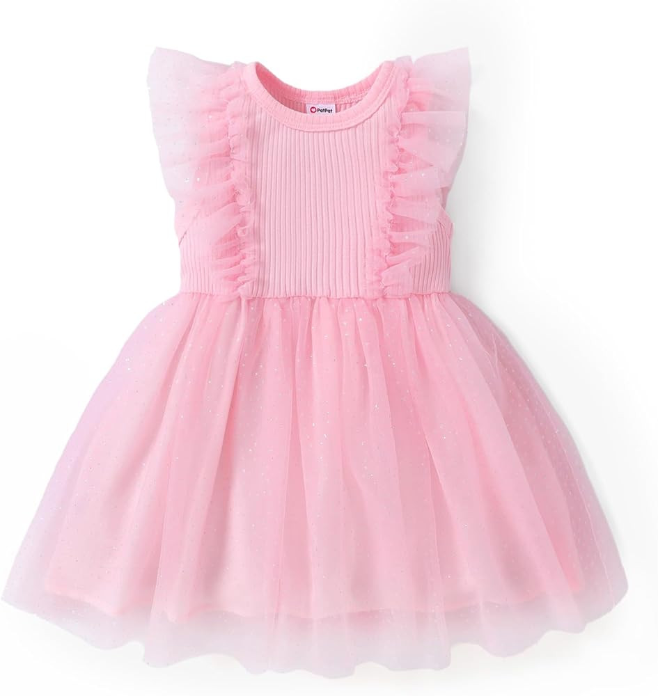 PATPAT Girl Princess Dress Baby Cotton Sleeveless Tutu Dress Infant Girls Splicing Mesh Ruffle Dr... | Amazon (US)