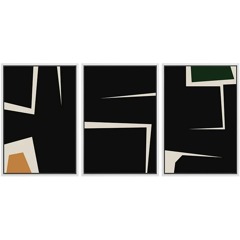 PixonSign Framed Canvas Print Wall Art Set Geometric Mid-Century Black Figure Collage Abstract Sh... | Walmart (US)
