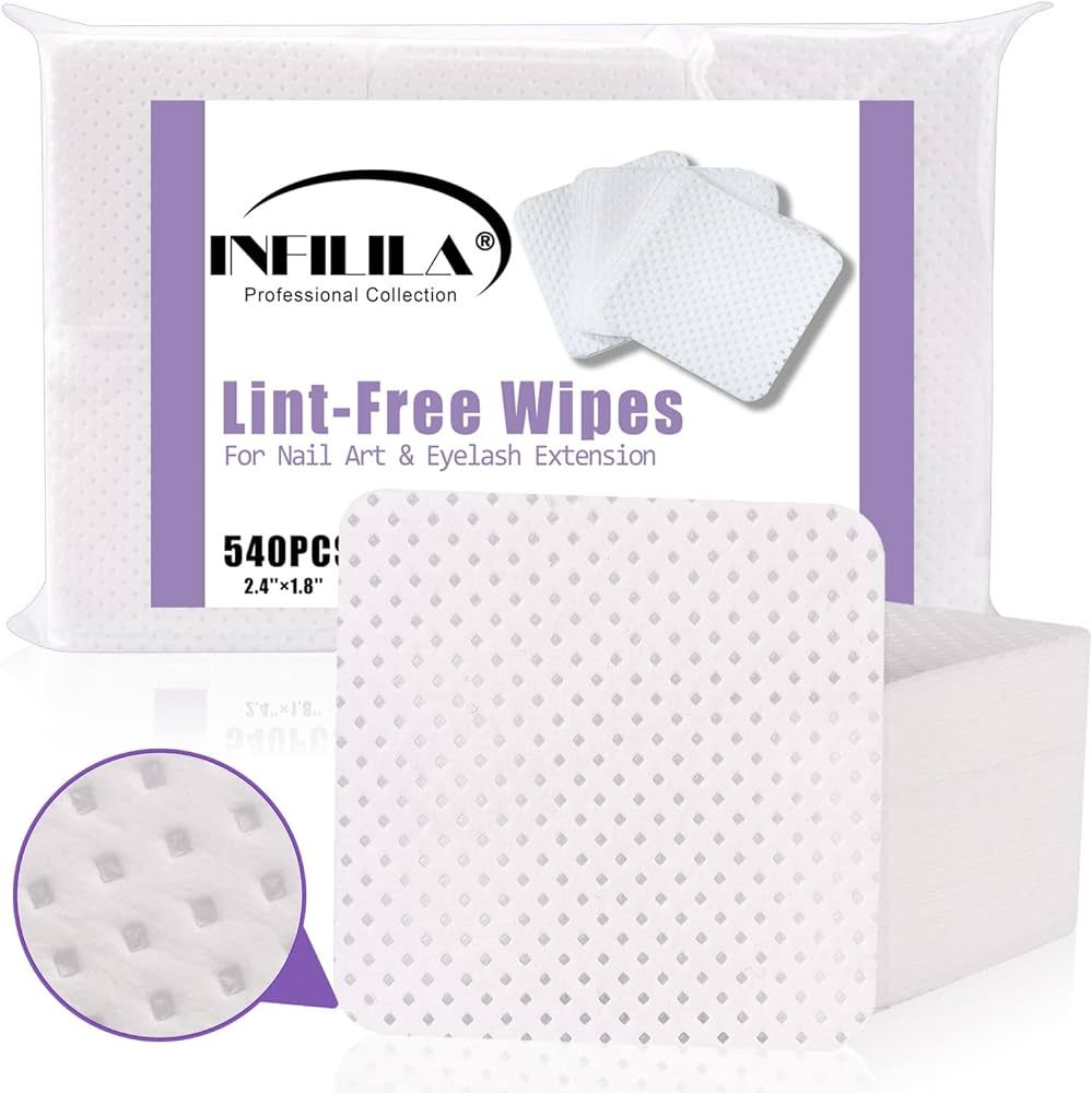 INFILILA Lint Free Nail Wipes Nail Polish Remover 540PCS Super Absorbent Soft Nail Pliosh Remover... | Amazon (US)