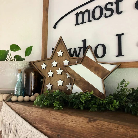 Stars and Stripes | Fourth of July Stars | patriotic Stars | Wooden Star signs | Etsy (US)