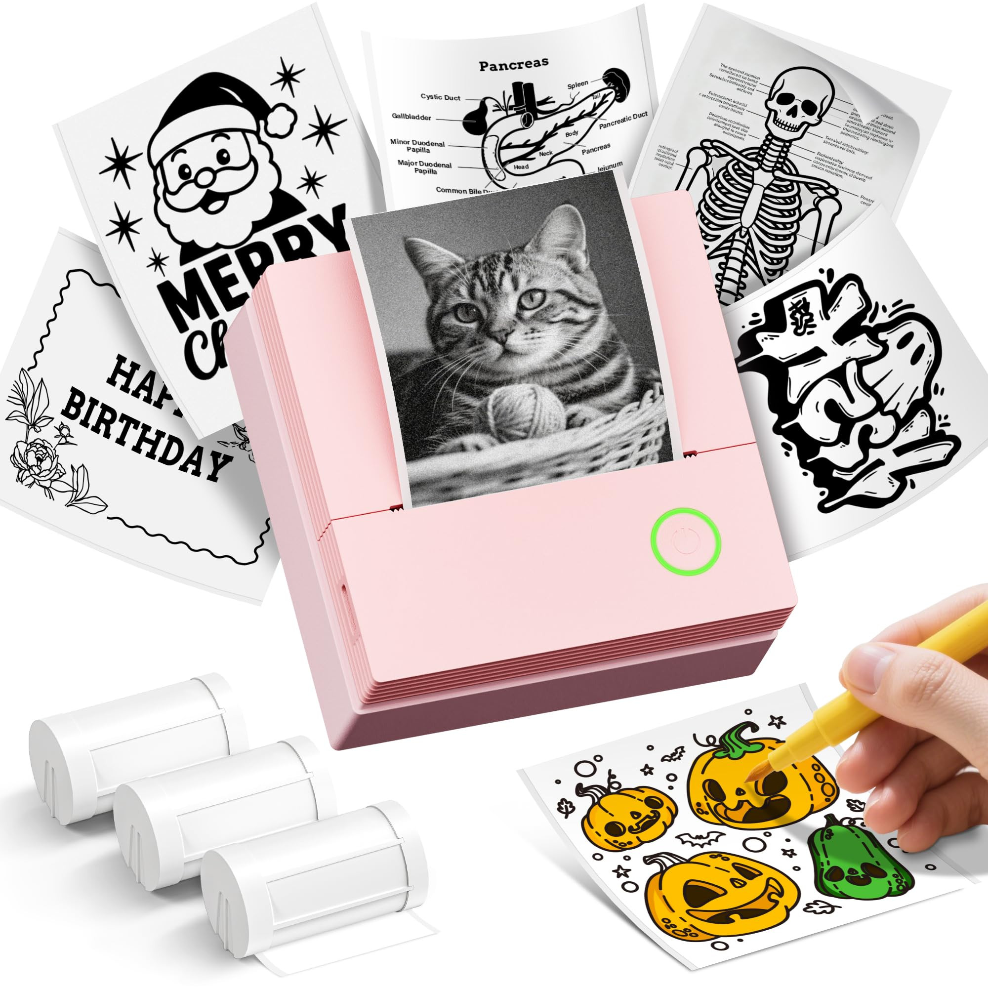 Sticker Printer, PM290C Portable Mini Printer, Inkless Bluetooth Sticker Maker with 3 Rolls Paper... | Amazon (US)