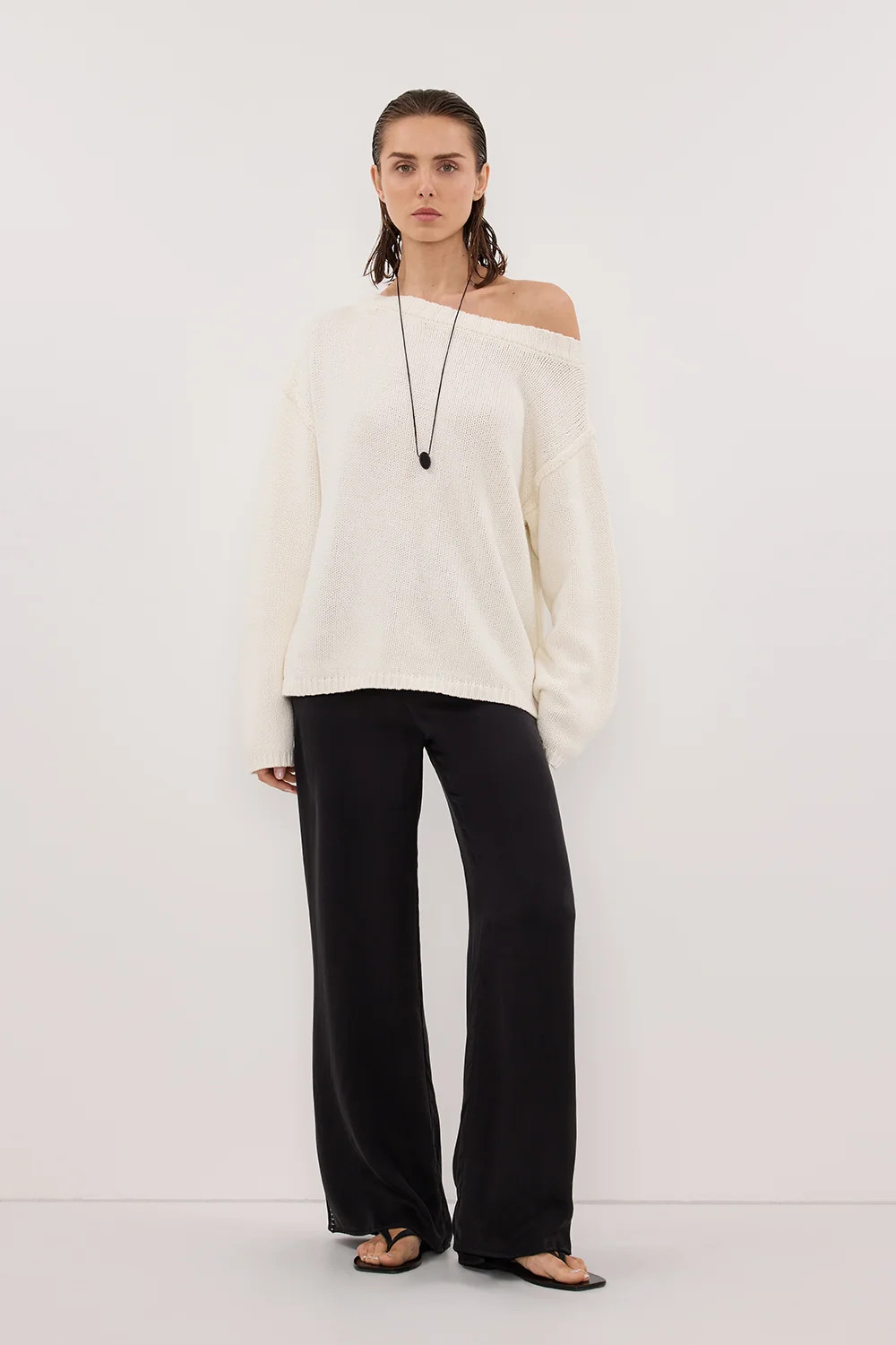 PIPER BLACK SILK STITCH DETAIL PANT | DISSH