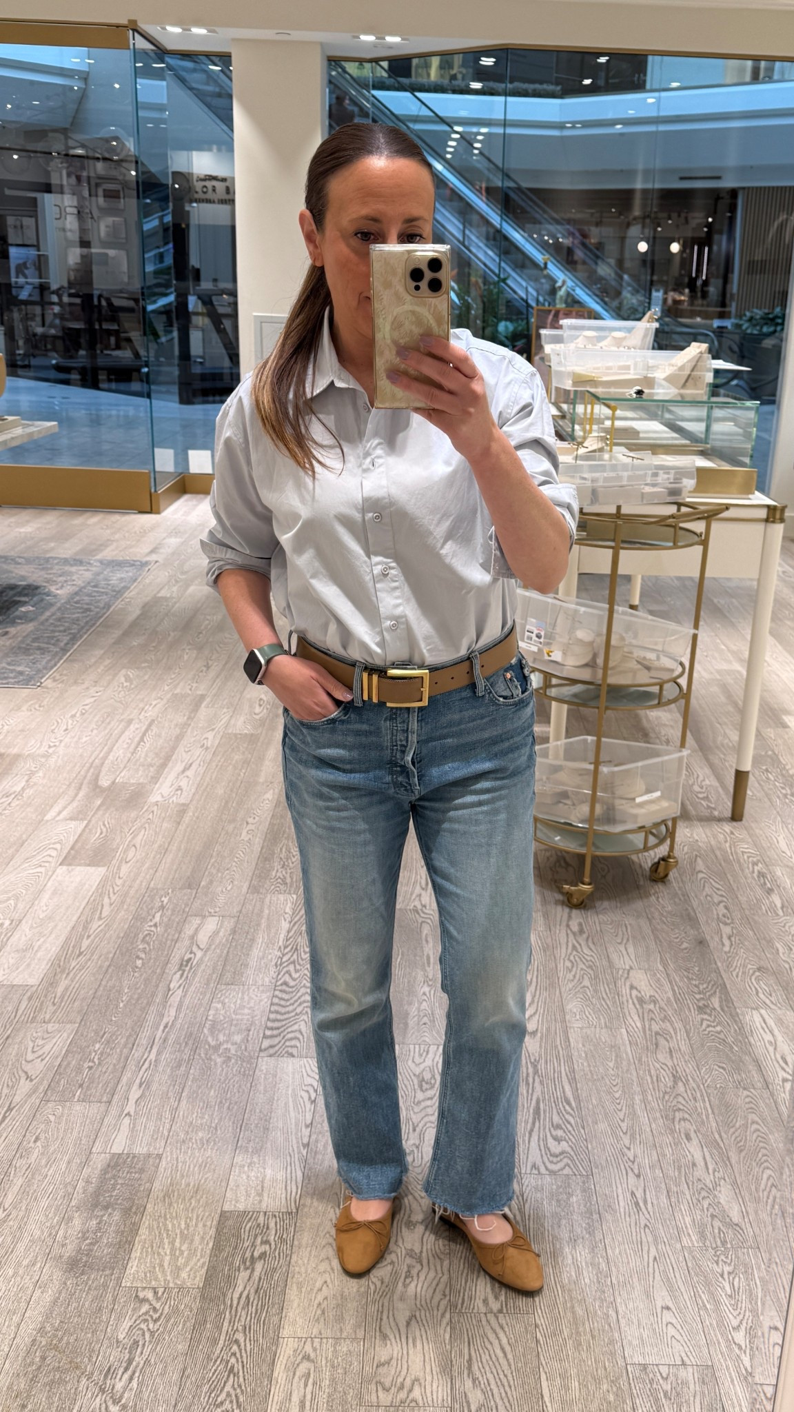 OOTD. Nothing beats a crisp button down and buttery soft suede flats. Obsessed with this outfit. 

Work outfit idea  

#LTKOver40 #LTKmomlife #LTKWorkwear