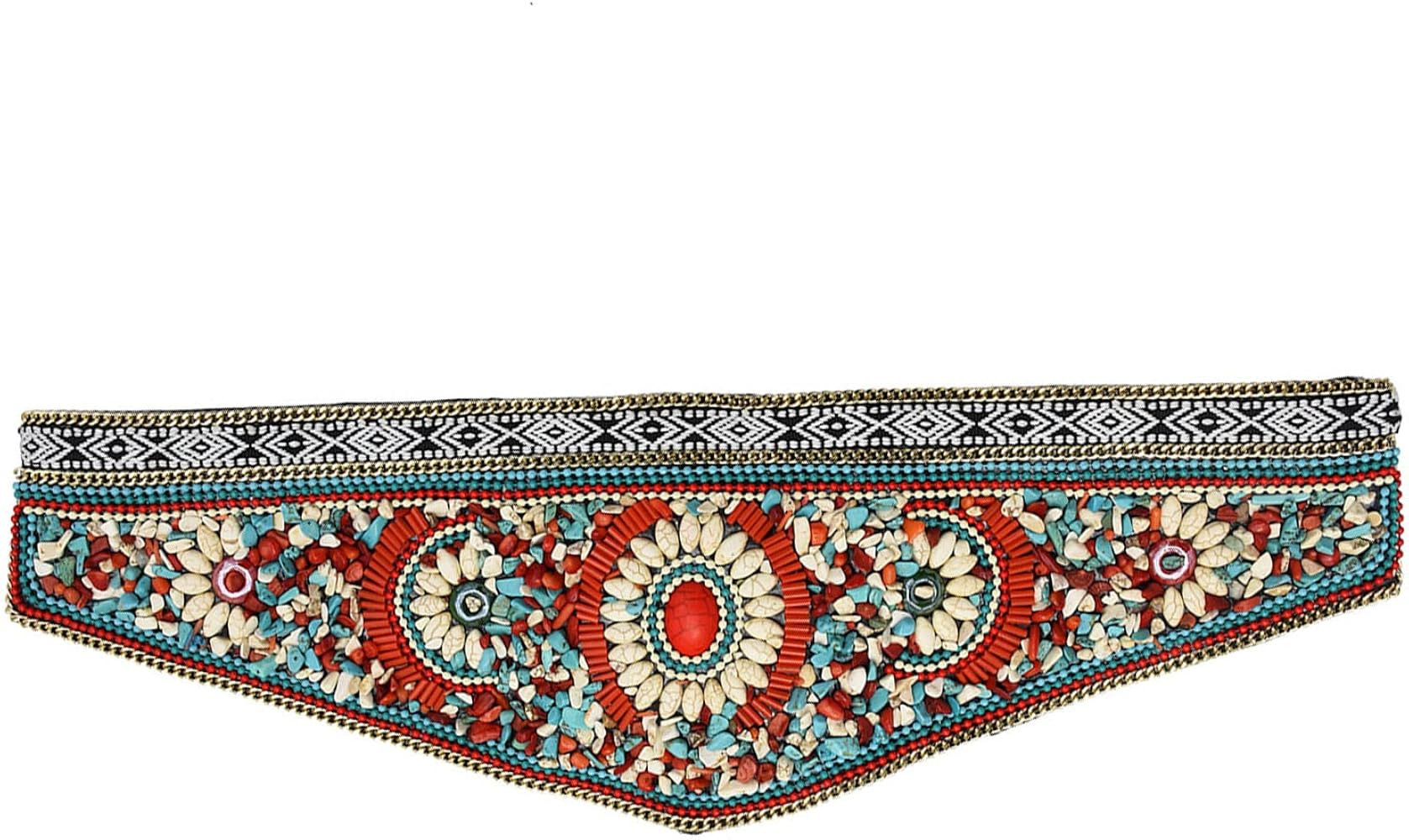 idealway Bohemian Women Belts Wide Stretch Elastic Waist Cinch Belt Handmade Beaded Flower Adjust... | Amazon (US)