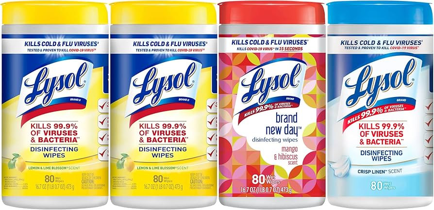 Lysol Disinfectant Wipes Bundle, Multi-Surface Antibacterial Cleaning Wipes, contains x2 Lemon & ... | Amazon (US)