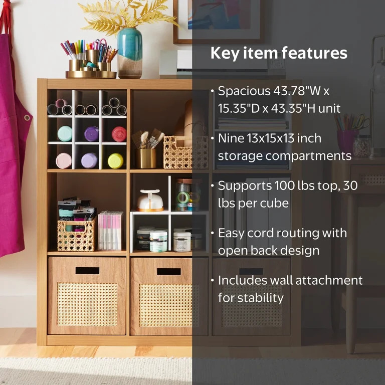 Better Homes & Gardens 9 Cube Storage Organizer, Light Honey | Walmart (US)