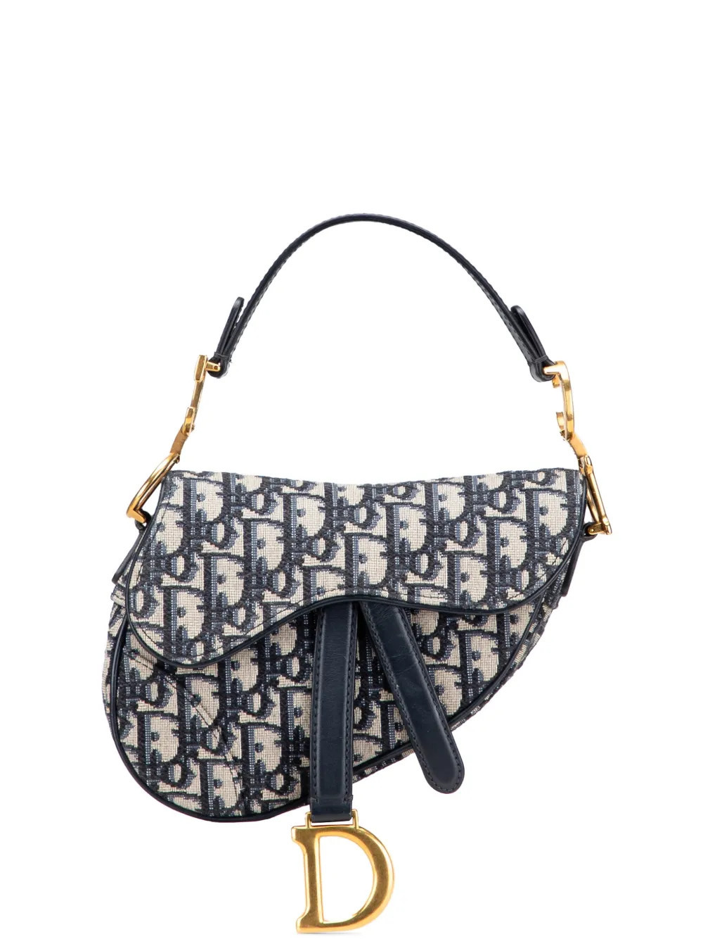 Christian Dior Pre-Owned 2019 Mini Oblique Canvas Saddle Bag satchel - Blue | Farfetch Global