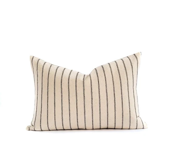 PENTTI Black Cream Woven Stripe Lumbar 14x20 Pillow Cover | Etsy | Etsy (US)