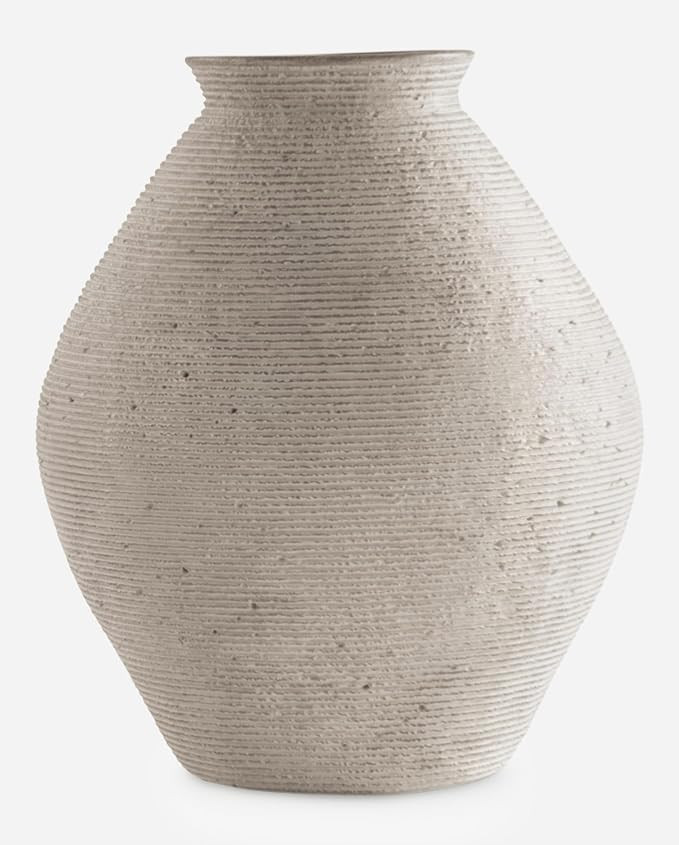 Signature Design by Ashley 12-Inch Ribbed Resin Decorative Vase, Tan Finish | Amazon (US)